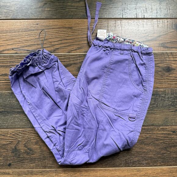 Lot 2 Kathy Peterson 701 Lindsey Scrub Pants 2X Pink & Purple Stretch Cinch Leg - Picture 6 of 9